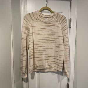 J Crew Size M Tan Cream Raglan space-dyed Sweater Long sleeve Crew Neck Lullover